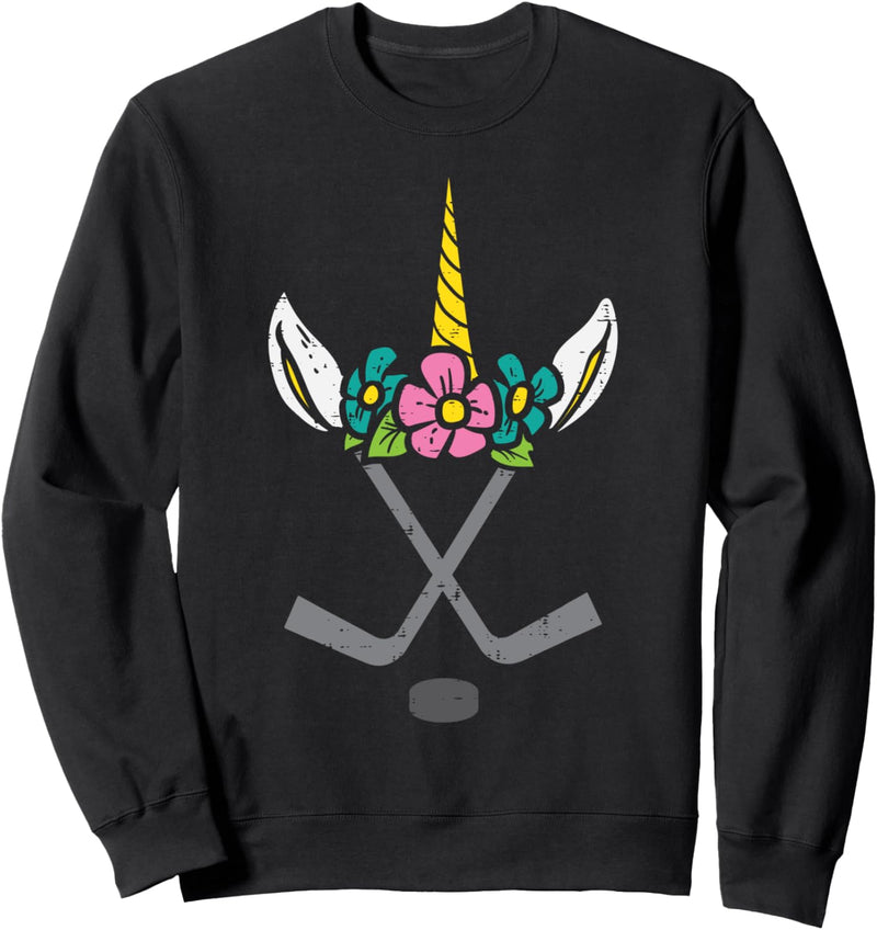 Einhorn-Kopf-Eishockey süsser Sportspieler Mädchen Kinder Frauen Sweatshirt