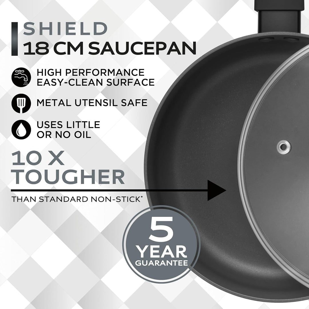 Russell Hobbs RH02840EU7 18cm Non-Stick Saucepan – Induction Pan, Tempered Glass Lid & Steam Vent, H