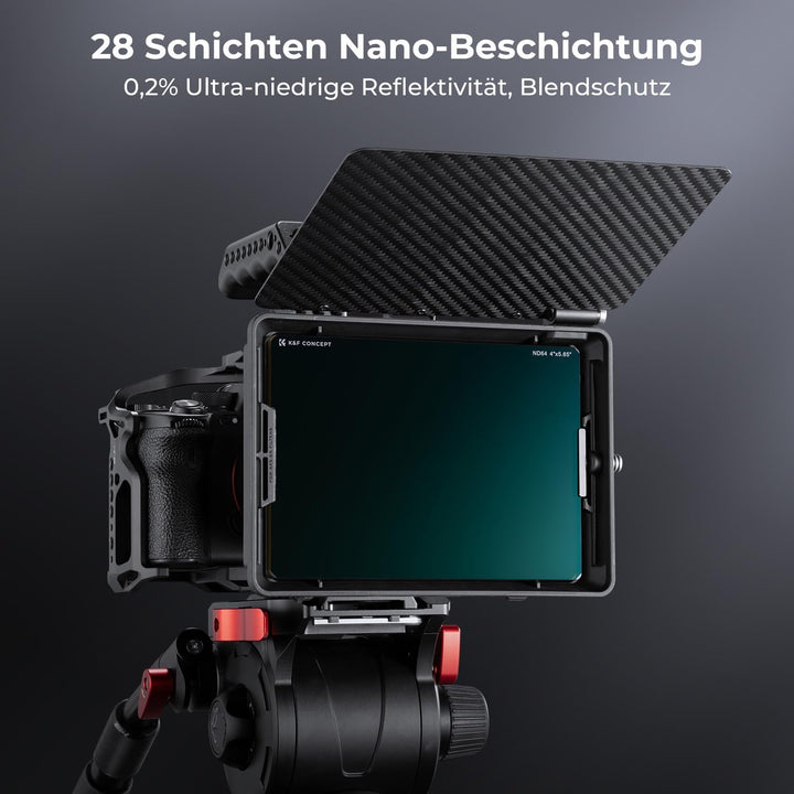 K&F Concept 4 x 5,65" ND64 Filter(6 Blendenstufen),Dicke 4mm Rechteckfilter quadratischer Graufilter