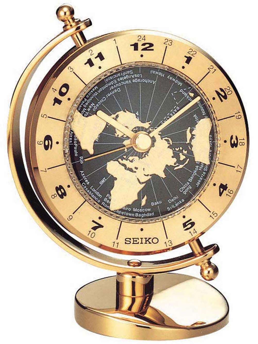 Seiko Tischuhr gold Messing Schleichende Sekunde