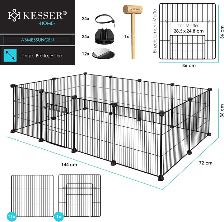 KESSER® Freigehege Gittergehege für Kaninchen aus Metallgitter XXL inkl. Tür Kleintiergehege Meersch