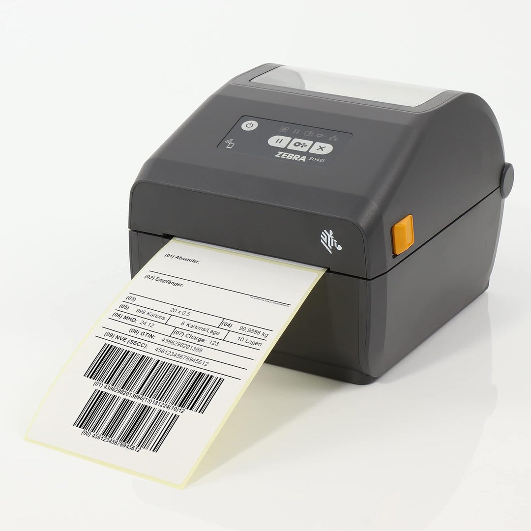 Zebra ZD421d Drucker mit Abreisskante - 203 DPI - Thermodirekt - 104 mm max. Druckbreite, BTLE, USB,