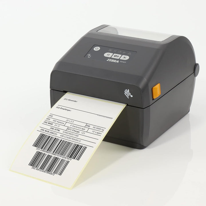 Zebra ZD421d Drucker mit Abreisskante - 203 DPI - Thermodirekt - 104 mm max. Druckbreite, BTLE, USB,