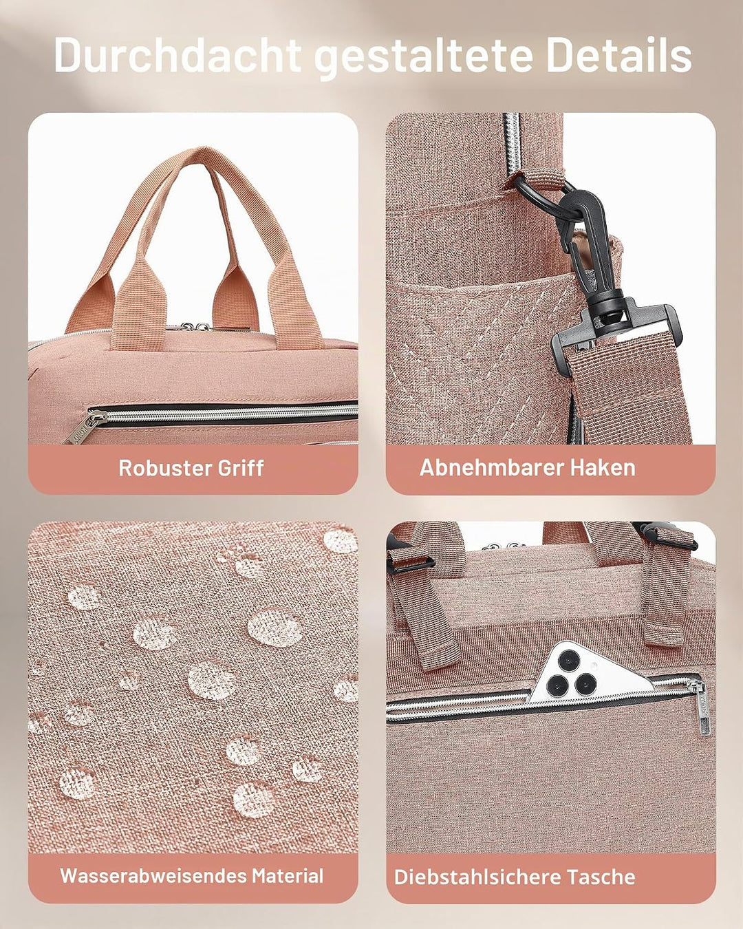 KONO Baby-Wickeltasche, stilvoll, für Mama und Papa, wandelbare Reisetasche mit isolierten Taschen R