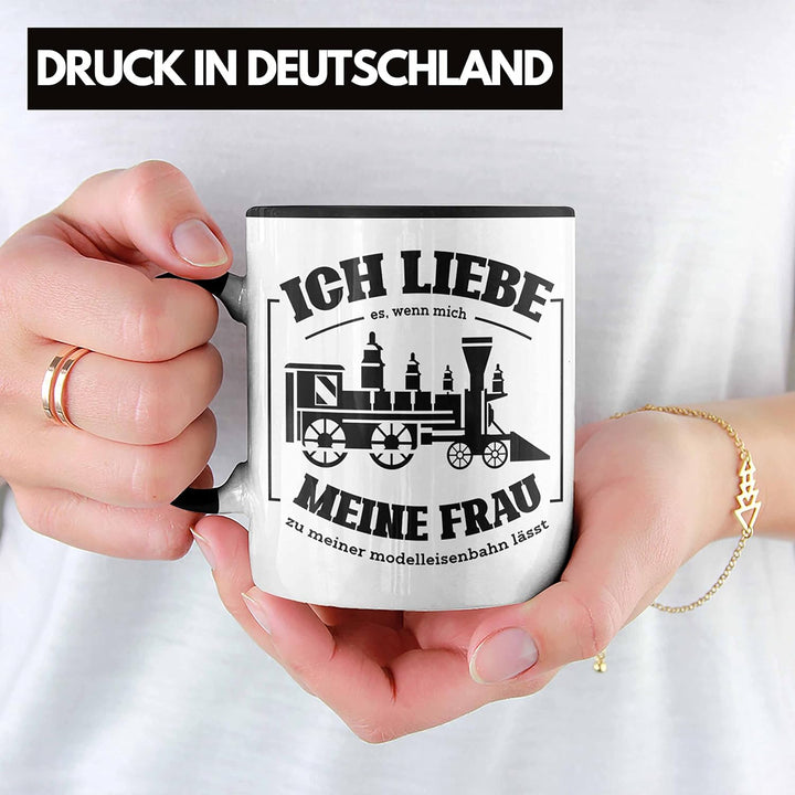 Trendation - Lustige Modelleisenbahn Tasse Geschenk für Eisenbahner (Schwarz), Schwarz