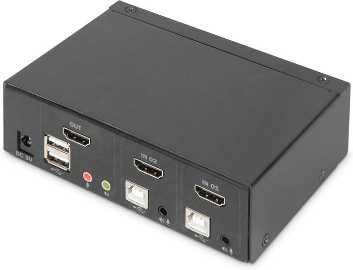 DIGITUS KVM-Switch HDMI – 2-Port Single-Display – 2 PC 1 Monitor – 1x Maus, Tastatur &amp; Audio für 2 C