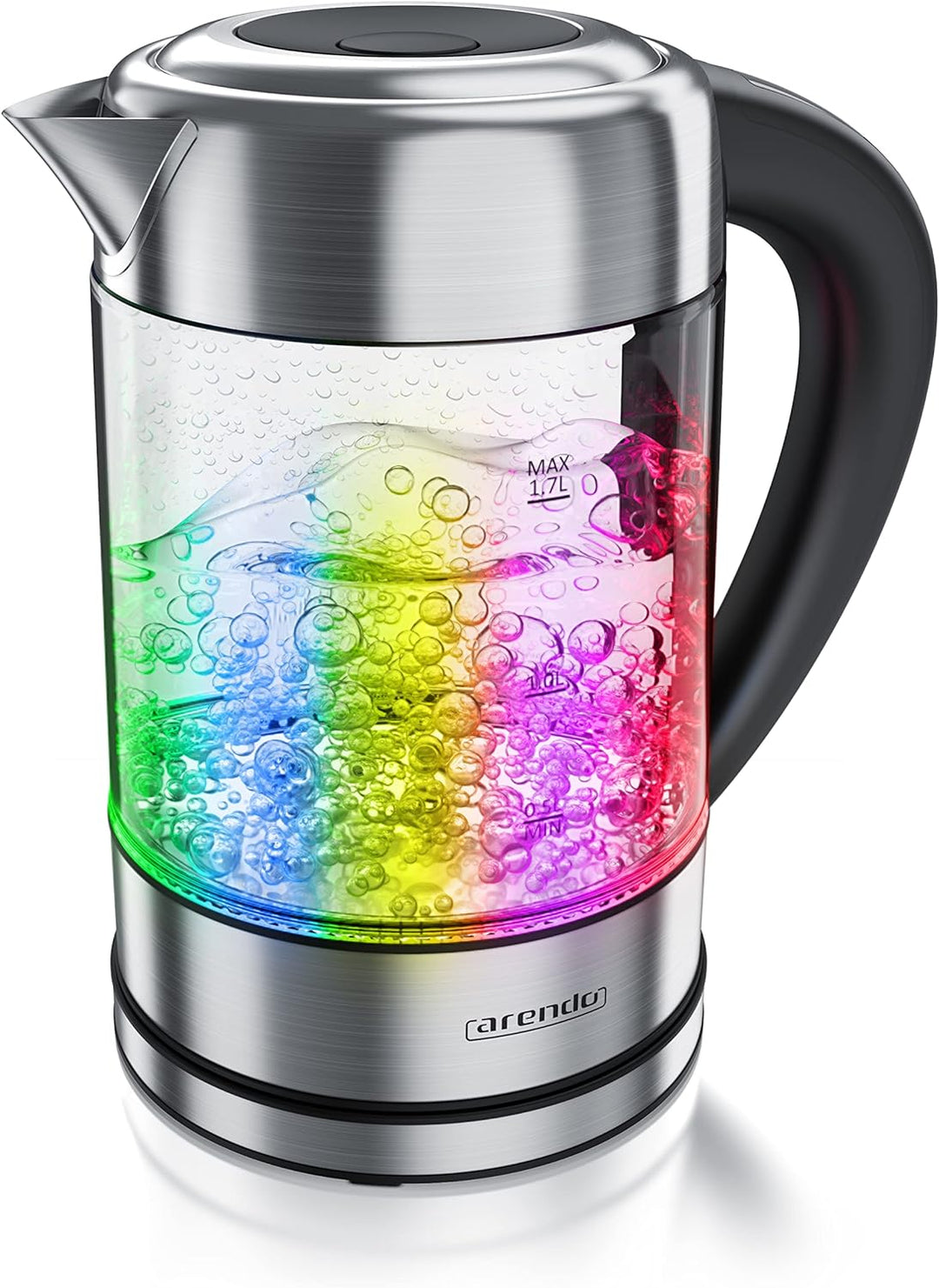 Arendo - Wasserkocher Edelstahl Glas mit Temperatureinstellung – 1,7l - einstellbare Temperaturen 40