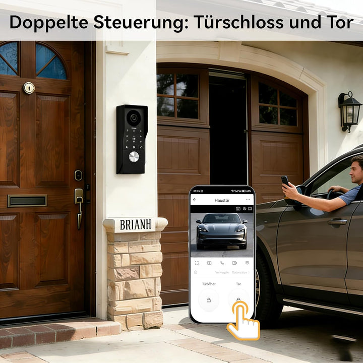 Video Türsprechanlage 2 Draht, Türklingel mit Kamera, Full HD Kamera,Türsprechanlage unterstützt Pas