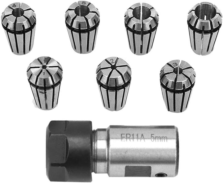 7PCS Federspannzangensatz 5mm Motorwellenhalter Verlängerungsstange mit Selbstlösendem Fräsmaschine