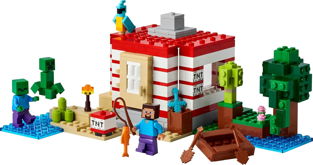 LEGO Minecraft Das TNT-Dschungelhaus - Gamer Spielzeug für Kinder - Interaktives Spielset mit Boot,