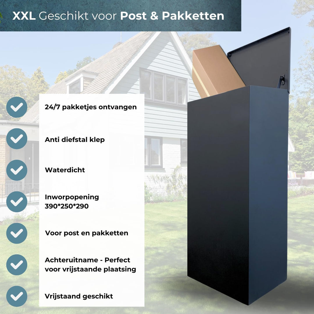 Paketkasten mit Autonomie - KOSTENLOSES Aufkleber - PakketPanda - XXL - Paketkasten - Hintertür - Rü