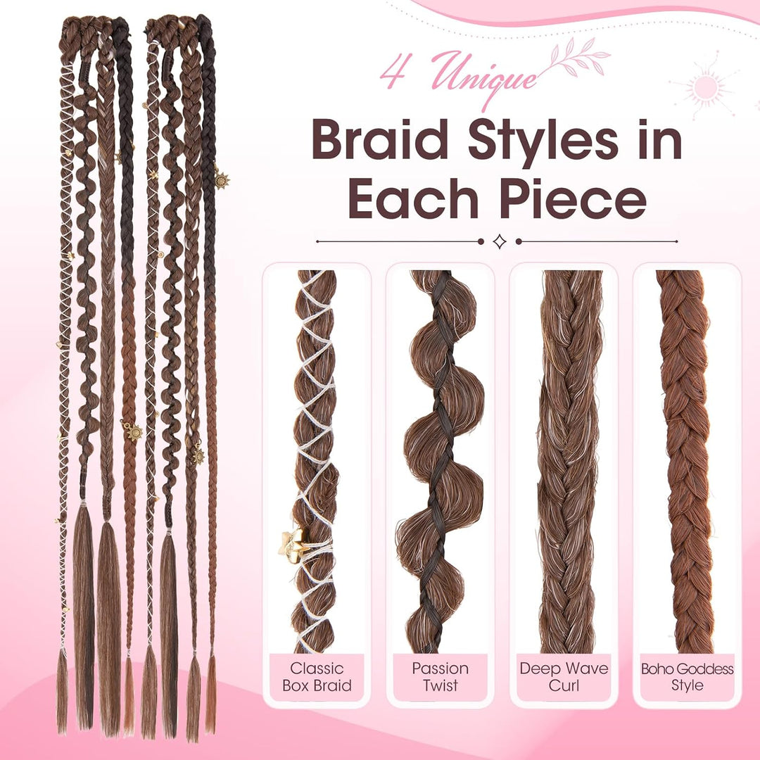 Silk-co Clip in Zöpfe 2 Stück, Bohemian Braid Extensions mit Clips, Synthetische Geflochtene Haartei