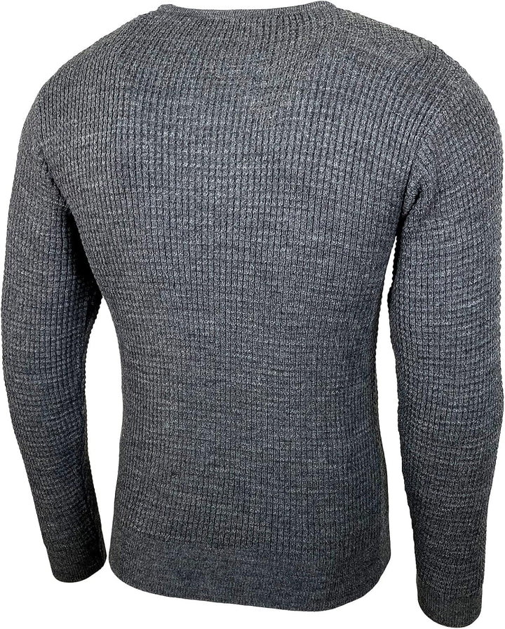 Baxboy Herren Pullover Slim Fit Rundhals Strick-Pullover Rundkragen Moderner Longsleeve in Feinstric