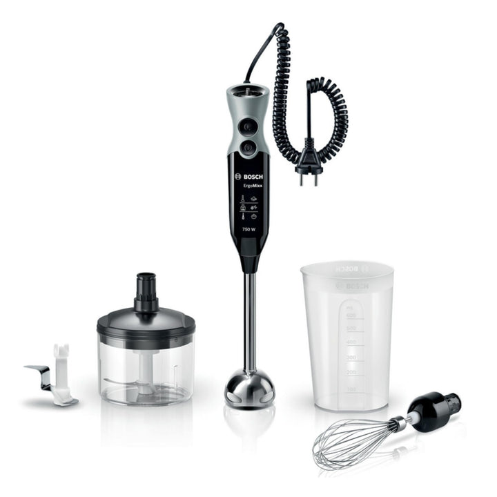 Bosch Stabmixer ErgoMixx MSM67170, Edelstahl-Mixfuss, Universalzerkleinerer, Mix- und Messbecher, Sc