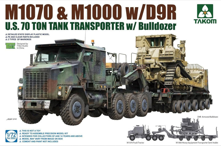 TAKOM TAK5002 1:72 M1070 Tank Transporter w/D9R Bulldozer