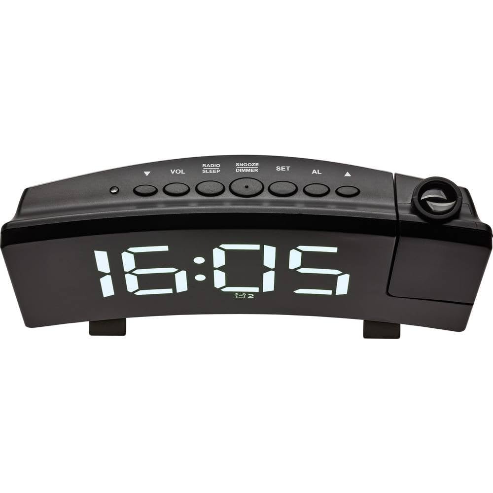 TFA Dostmann Wecker mit Projektion, 60.5015.02, inkl USB Ladefunktion, FM Radio, mit 2 Weckalarmen,