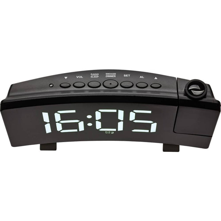 TFA Dostmann Wecker mit Projektion, 60.5015.02, inkl USB Ladefunktion, FM Radio, mit 2 Weckalarmen,