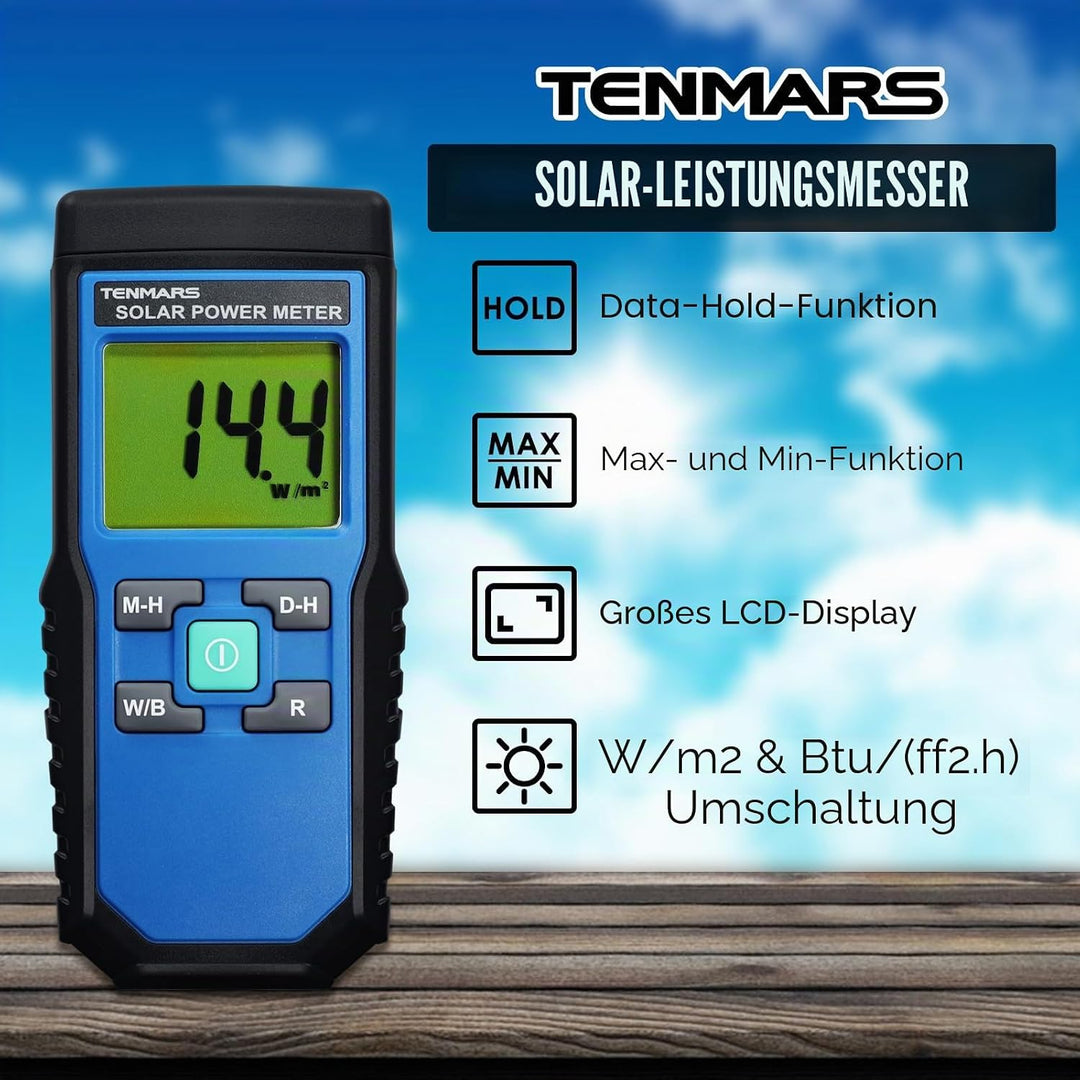 Handheld Digital Solar Leistung Meter (Pyranometer) 2000 W/m2, 634BTU / (ft2xh) Messung Solarstrahlu