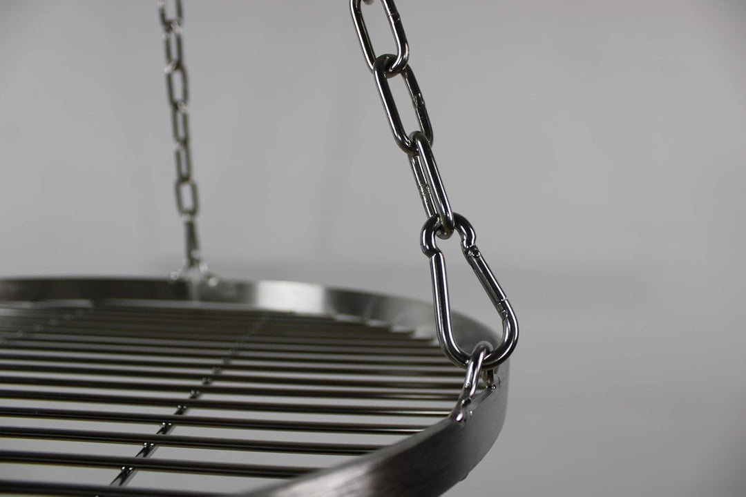 40cm Edelstahl Grillrost mit Kette Ø4, Schwenkgrill, Grillrost mit Kette, BBQ Grillrost, Camping Gri