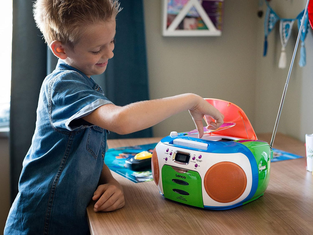 Lenco SCD-971 -Kinderradio - Kassettenradio mit CD - CD-Radio - Kassettenplayer - Stereo Lautspreche