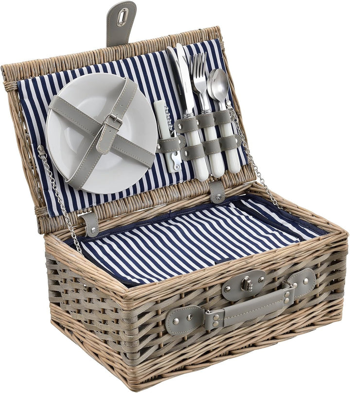 casa.pro Picknickkorb für 2 Personen Picknick-Set mit Kühltasche inkl. Geschirr Besteck Korkenzieher