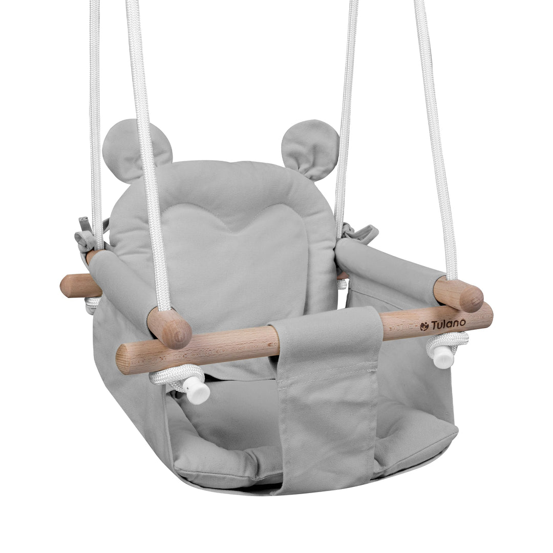 TULANO Hop 30 Grey | Bär Babyschaukel Kinderschaukel Kleinkindschaukel Kindergartenschaukel Set | In