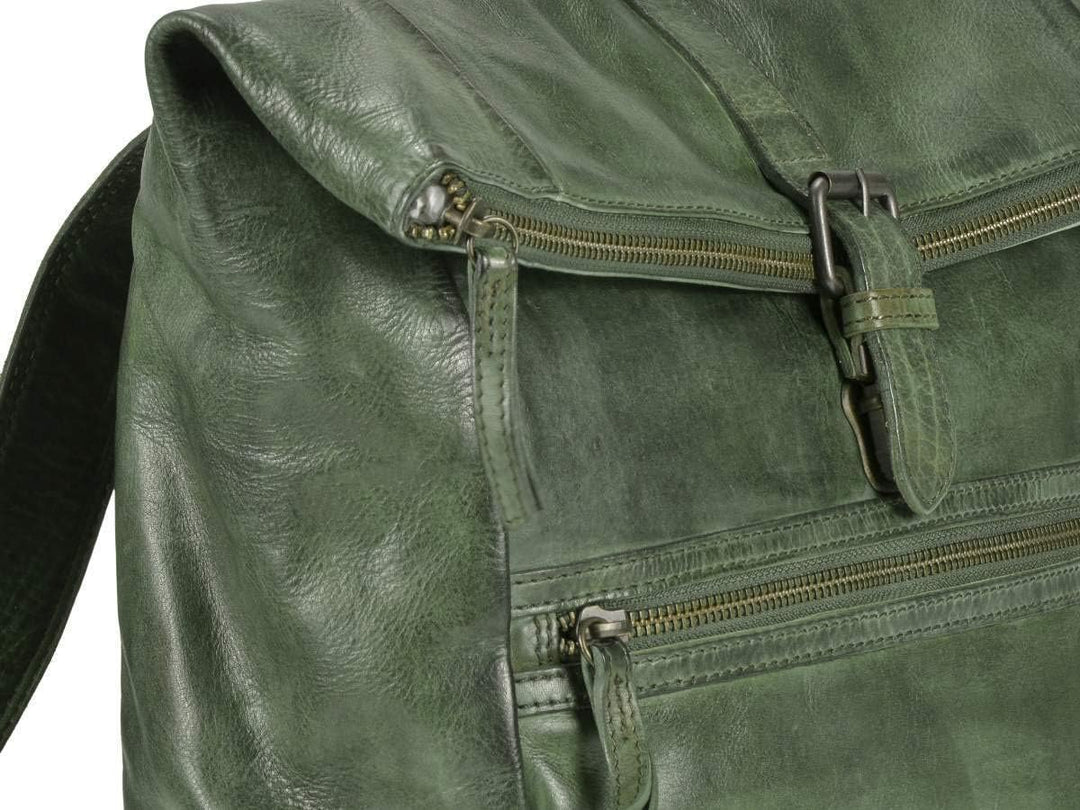 Bear-Design Rucksack Leder Damen Herren Rolltop Daypack Kurierrucksack Tagesrucksack Trekkingrucksac