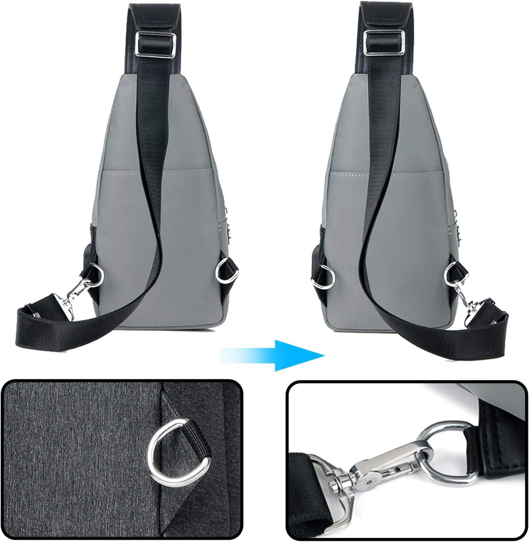 FANDARE Neu Brusttasche Herren Schultertasche Sling Bag Rucksack mit USB Umhängetasche Sporttasche f