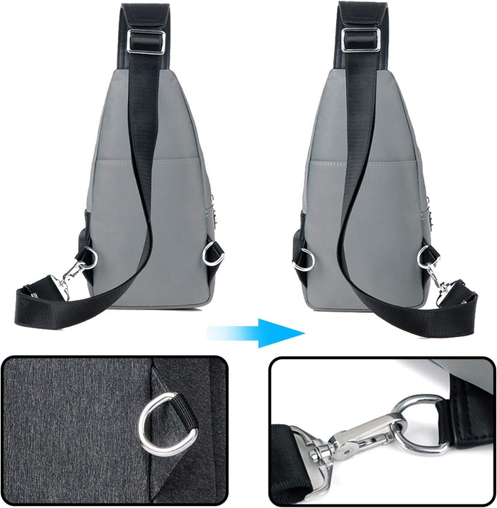 FANDARE Neu Brusttasche Herren Schultertasche Sling Bag Rucksack mit USB Umhängetasche Sporttasche f