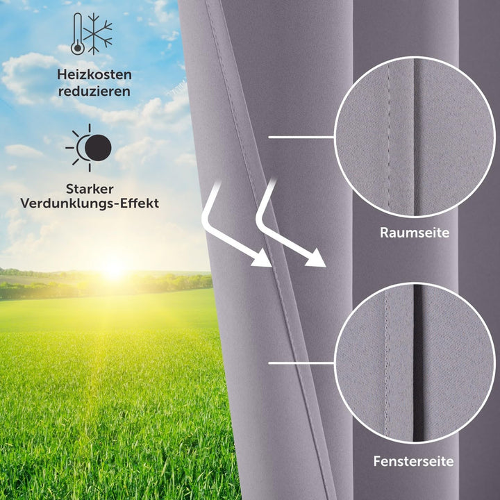 Blumtal 2er-Set Gardinen Verdunklungsvorhänge Blickdicht - Elegante Wärmeisolierende Vorhänge mit Ös