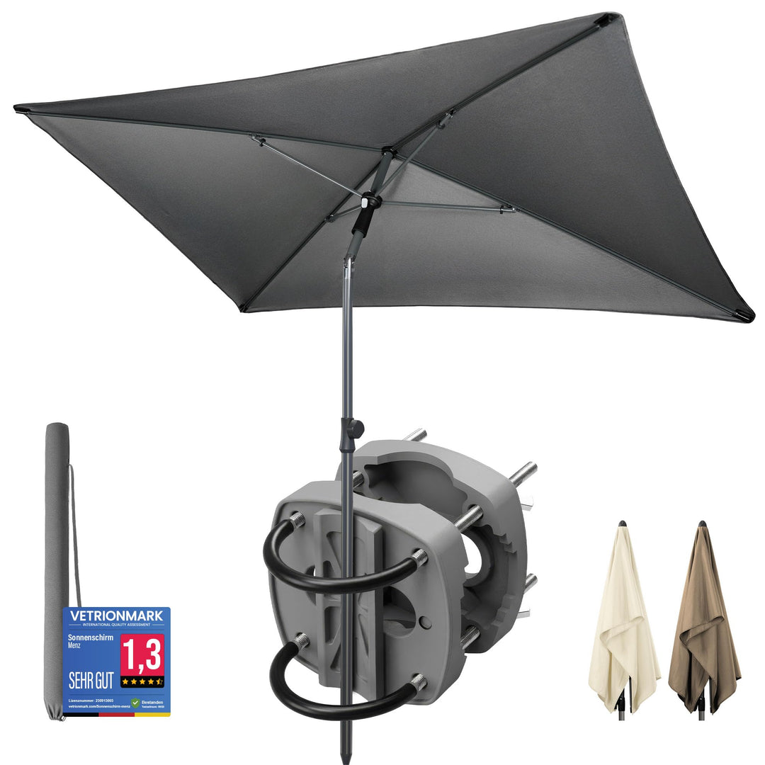 4smile Sonnenschirm Balkon SunnyShade Plus, Sonnnenschutz Balkon SET 3-in-1, Anthrazit - UV50+ Sonne