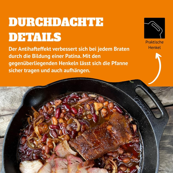 Petromax Gusseisen-Feuerpfanne - Gusseiserne Pfanne mit Henkeln, 20 cm | Für Induktion, Gas, Grill u