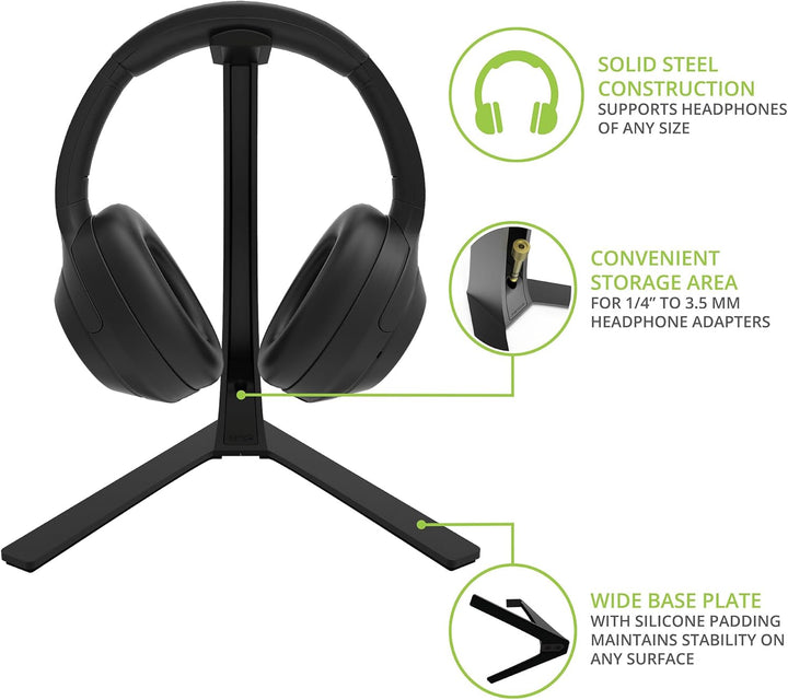 Kanto H3 Universal Desktop Headphone and Headset Stand with Silicone Padding & Adapter Holder | 9.9