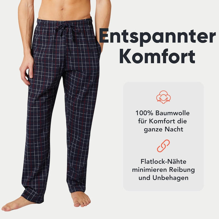 FM London 2er-Pack Pyjama für Herren - Leichte Herren-Pyjamahose, Loungewear und Nachtwäsche, S Mari