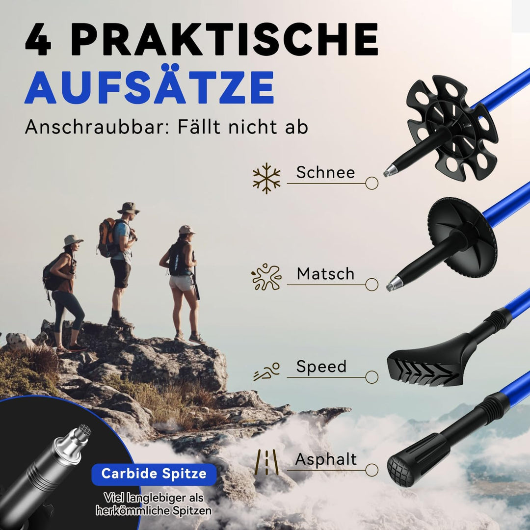 DOBESTS Walking Stöcke Aluminium, Wanderstöcke Faltbar für Herren,Nordic Walking Stöcke Damen Leicht