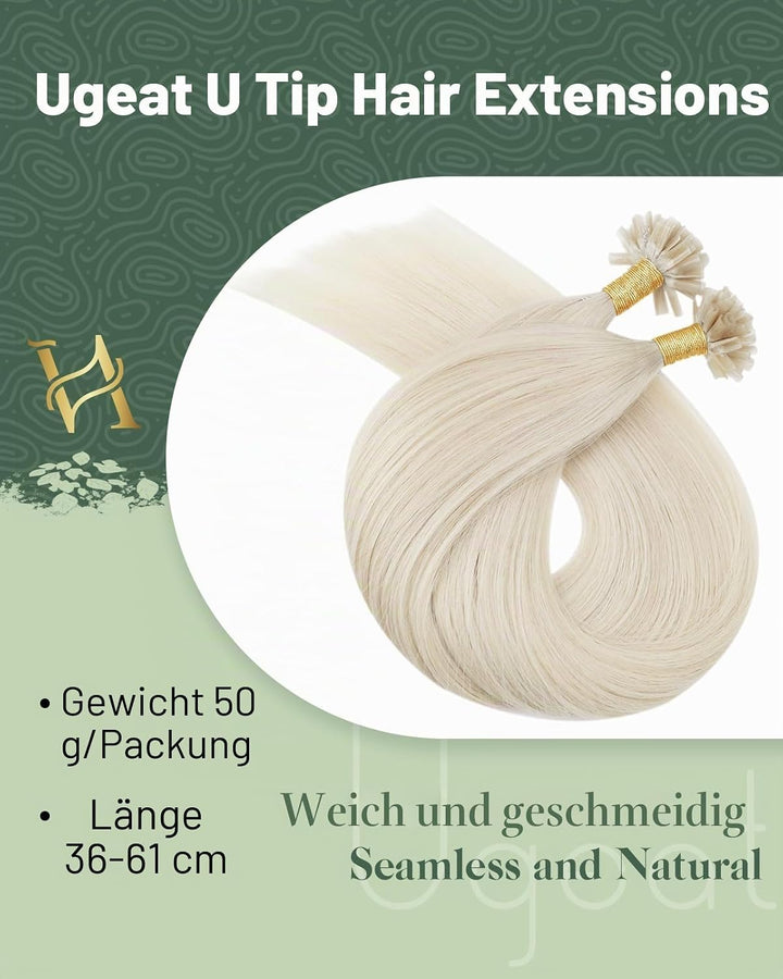 Ugeat U Tip Extensions Echthaar Bondings 50cm Platinblond Weich Bonding Extensions Echthaar Blond Ha