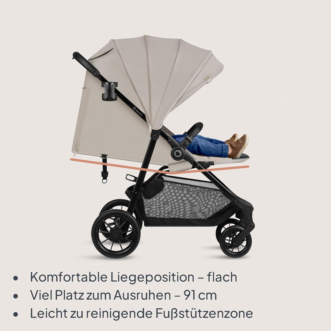 Lionelo Emerald Buggy bis 22 kg, 6 Monate–4 Jahre, EVA-Räder 360° mit Federung, einhändig faltbar, 9