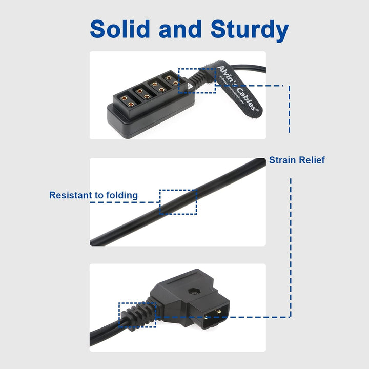 Alvin's Cables Dtap Verteiler D-Tap Splitter D-Tap-Stecker auf 4-Port-Dtap-Buchse Stromkabel für V-M