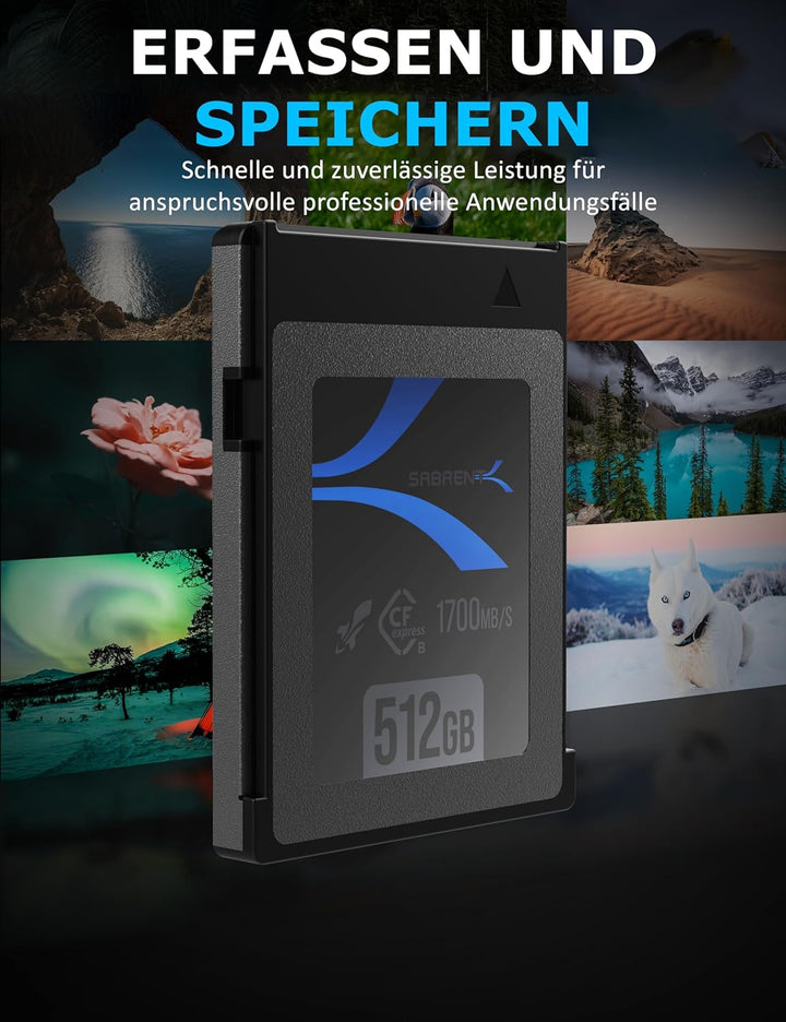 SABRENT 2 Pack CFexpress Speicherkarte Typ B 512GB (1700 MB/s Lesen, 1500MB/s Schreiben, cf Express