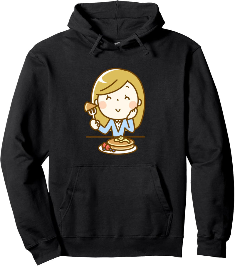 Frau geniesst Pfannkuchen Pullover Hoodie