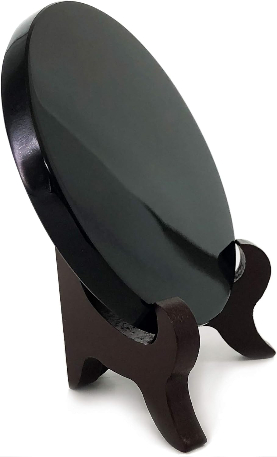 Polar Jade Schwarz Obsidian Wahrsager Spiegel (90 mm /3.5" mit Holzständer) 90 mm /3.5" with Stand,