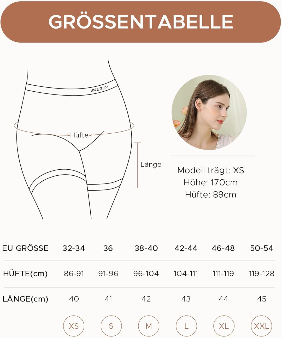 INNERSY Radlerhose Damen Baumwolle Lange Unterhose Anti Scheuern Kurze Hose Unter Kleid 3er Pack XS