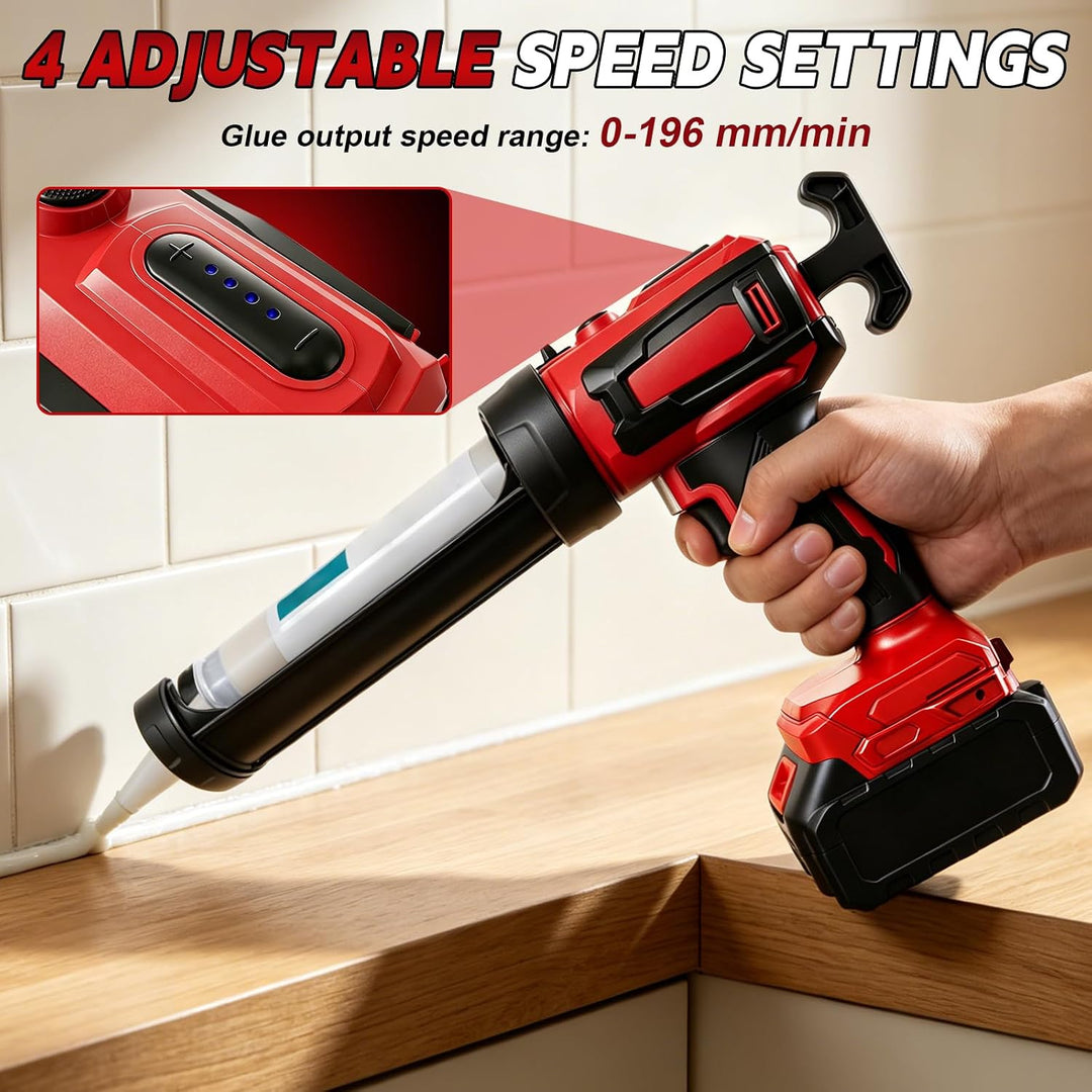 Akku Kartuschenpresse für Milwaukee 18V, Anti-Tropf-Funktion &amp; LED-Licht, 4-stufige Geschwindigkeits
