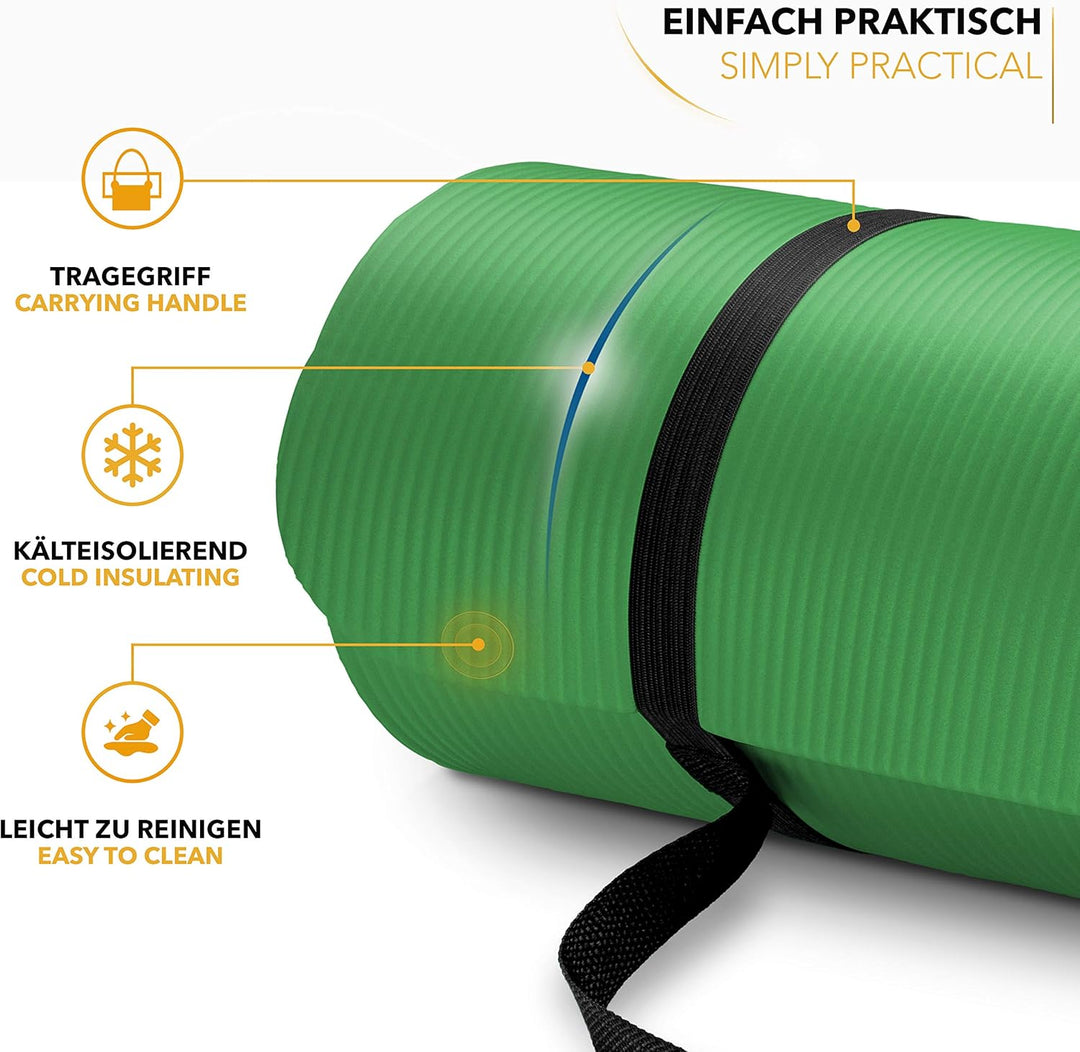 TRESKO Yogamatte Phthalatfrei - Gymnastikmatte rutschfest, Pilatesmatte Fitnessmatte mit Tragegurt,