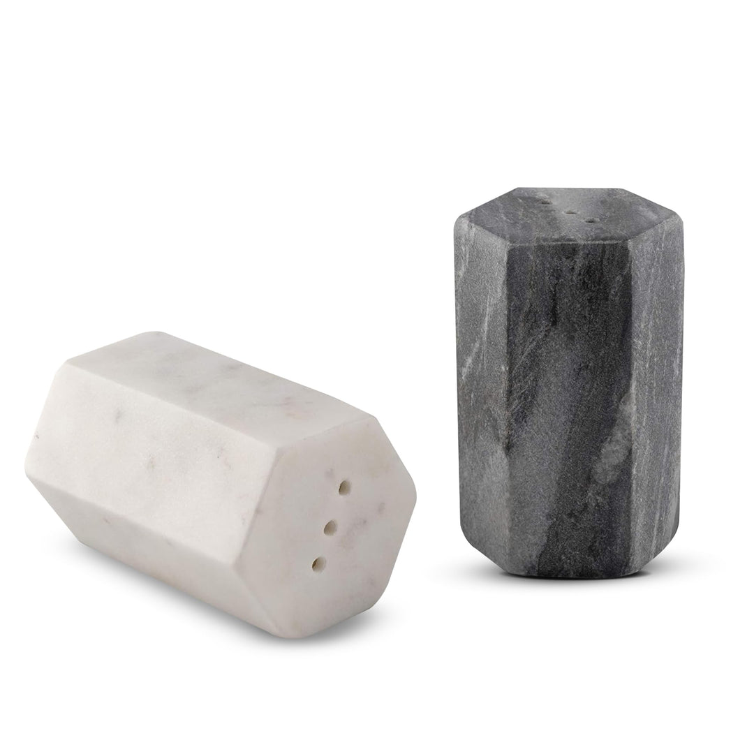 GoCraft Salz- und Pfefferstreuer-Set, handgefertigt, weisser und schwarzer Marmor-Gewürzstreuer für