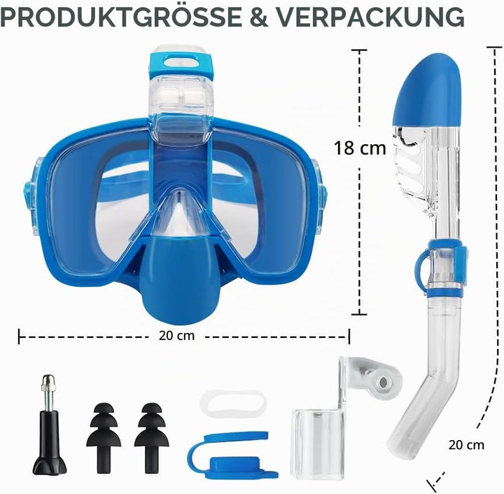 Opurtdor Taucherbrille Kinder Taucherbrille Erwachsene Schwimmbrille Tauchermaske 180° Panorama Sich