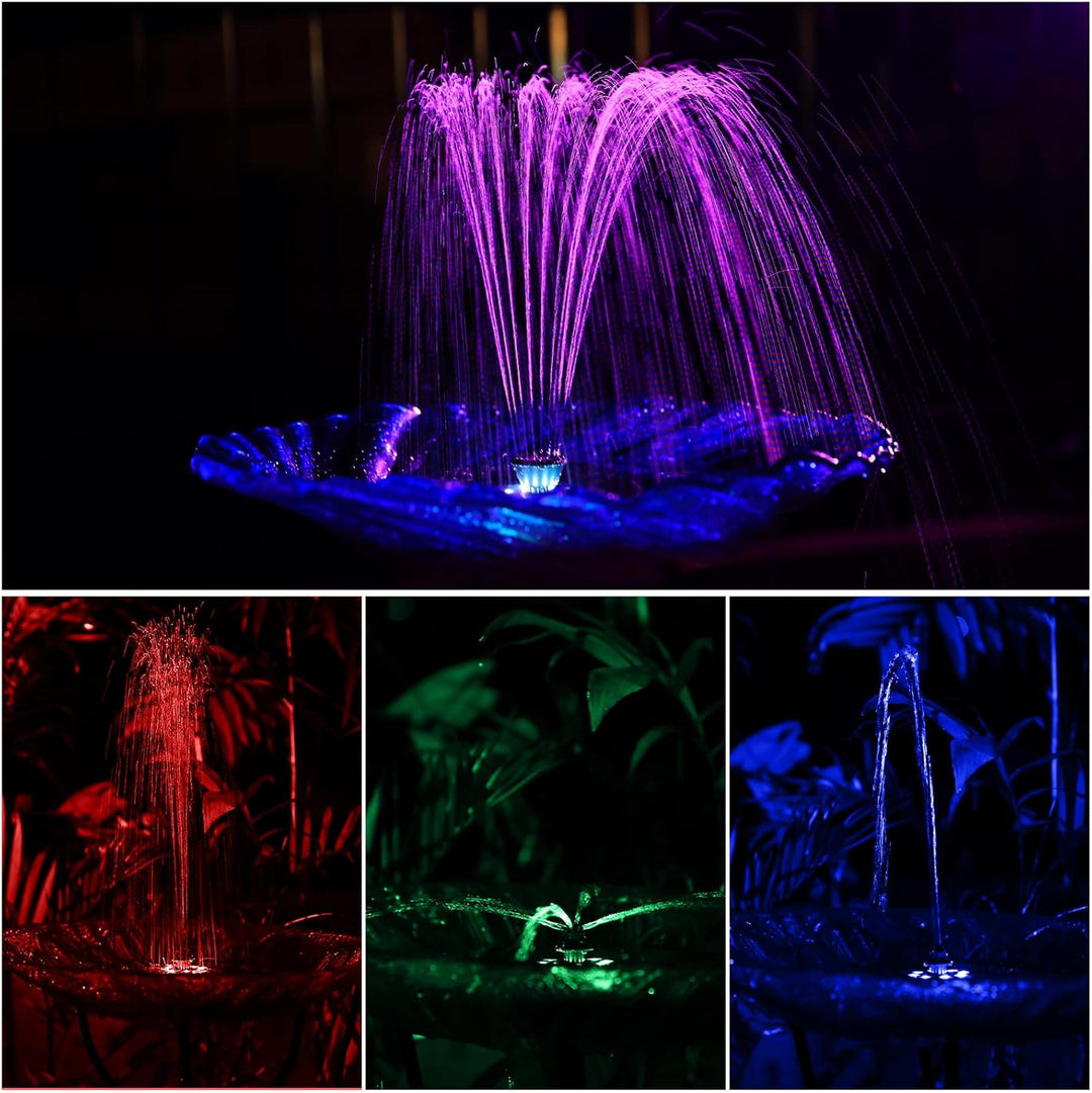 AISITIN LED Solar Springbrunnen 5,5W Buntes Solarbrunnen für aussen 2025 Upgrade,Solar Teichpumpe mi