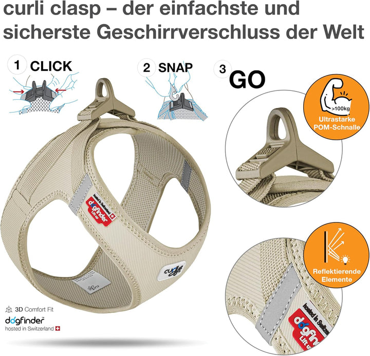 Vest Harness curli Clasp Cord Tan XS XS Braun (Tan), XS Braun (Tan)