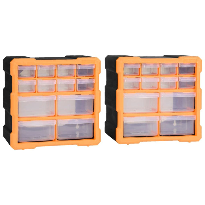 Myheimly Multi-Schubladen-Organizer 2 Stk. 12 Schubladen 26,5x16x26 cm Orange und Schwarz 12 Schubla