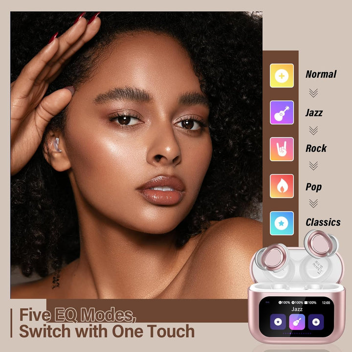 Bluetooth Kopfhörer, Bluetooth 5.4 Schlafkopfhörer In Ear mit Touchscreen, 48H Spielzeit Mini Kopfhö